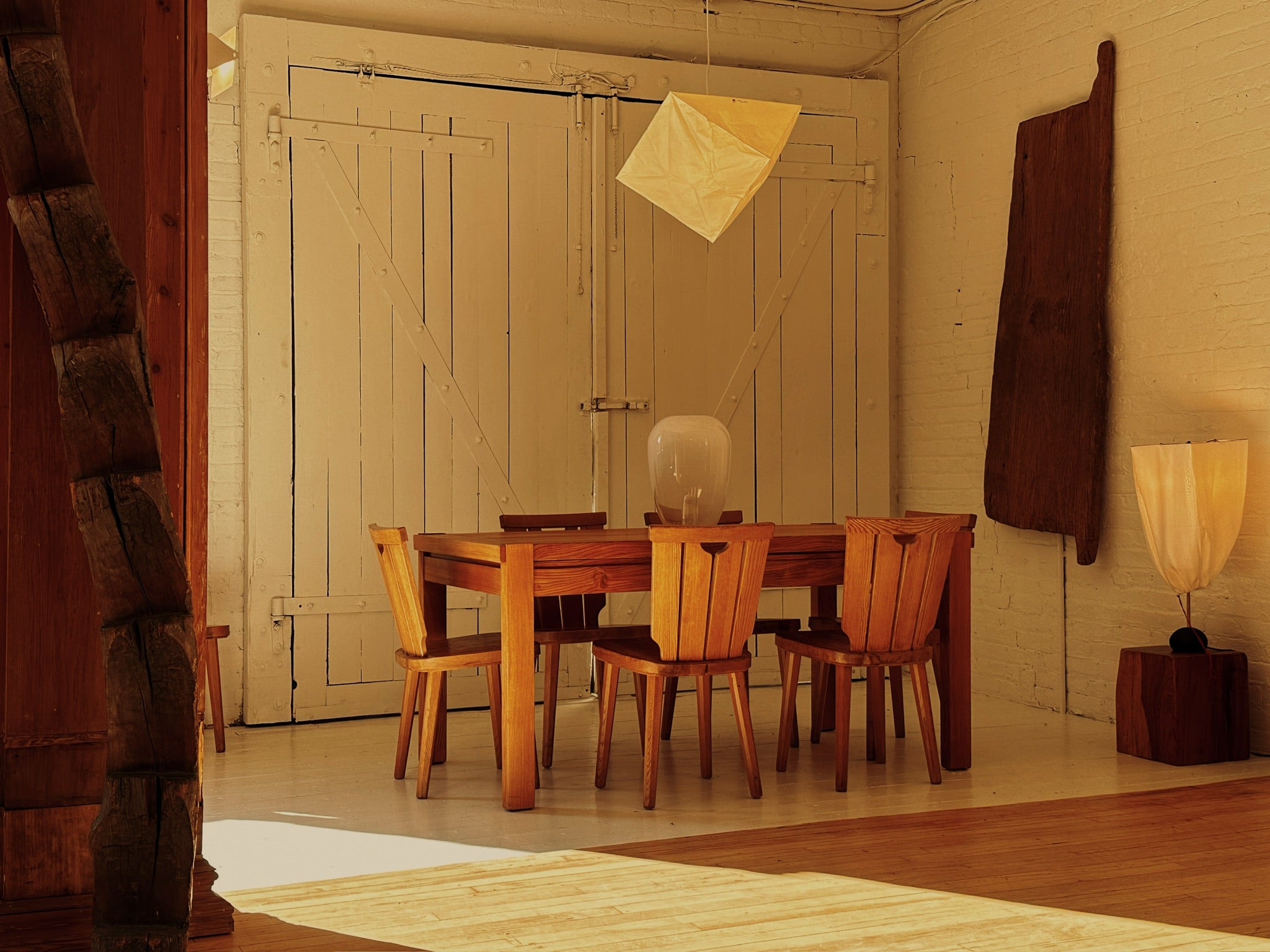 SET OF SEVEN SWEDISH PINE DINING CHAIRS BY GORAN MALMVALL C.1960