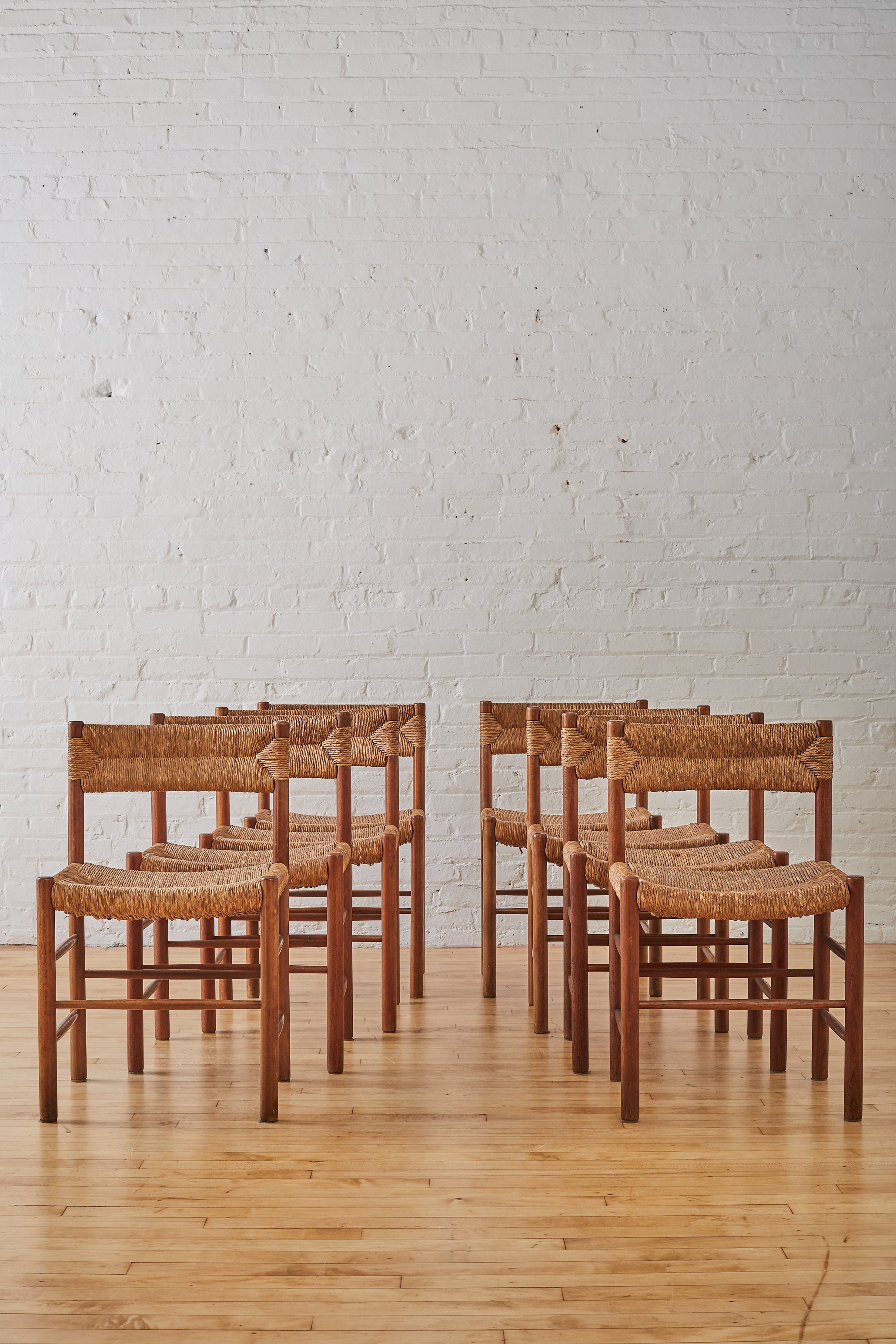 Charlotte Perriand - CHARLOTTE PERRIAND ATTRIBUTED DINING CHAIRS FOR ROBERT  SENTOU - SET OF 8