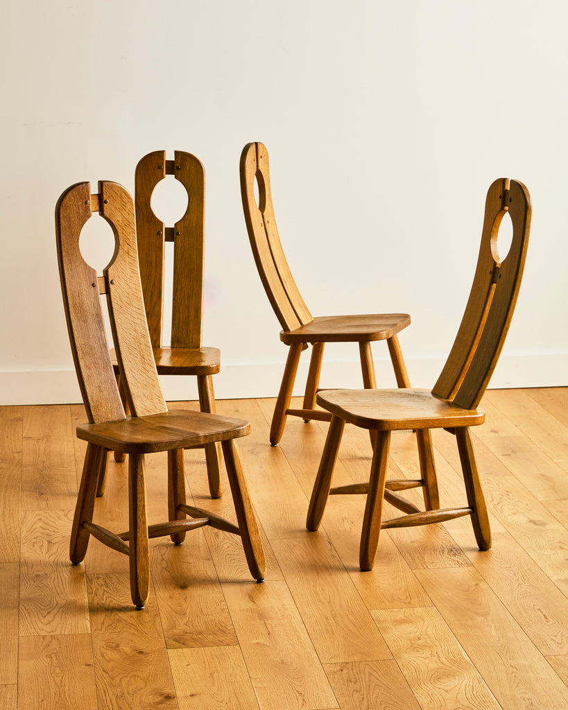 SET OF FOUR DE PUYDT OAK DINING CHAIRS C. 1970 – Somerset House