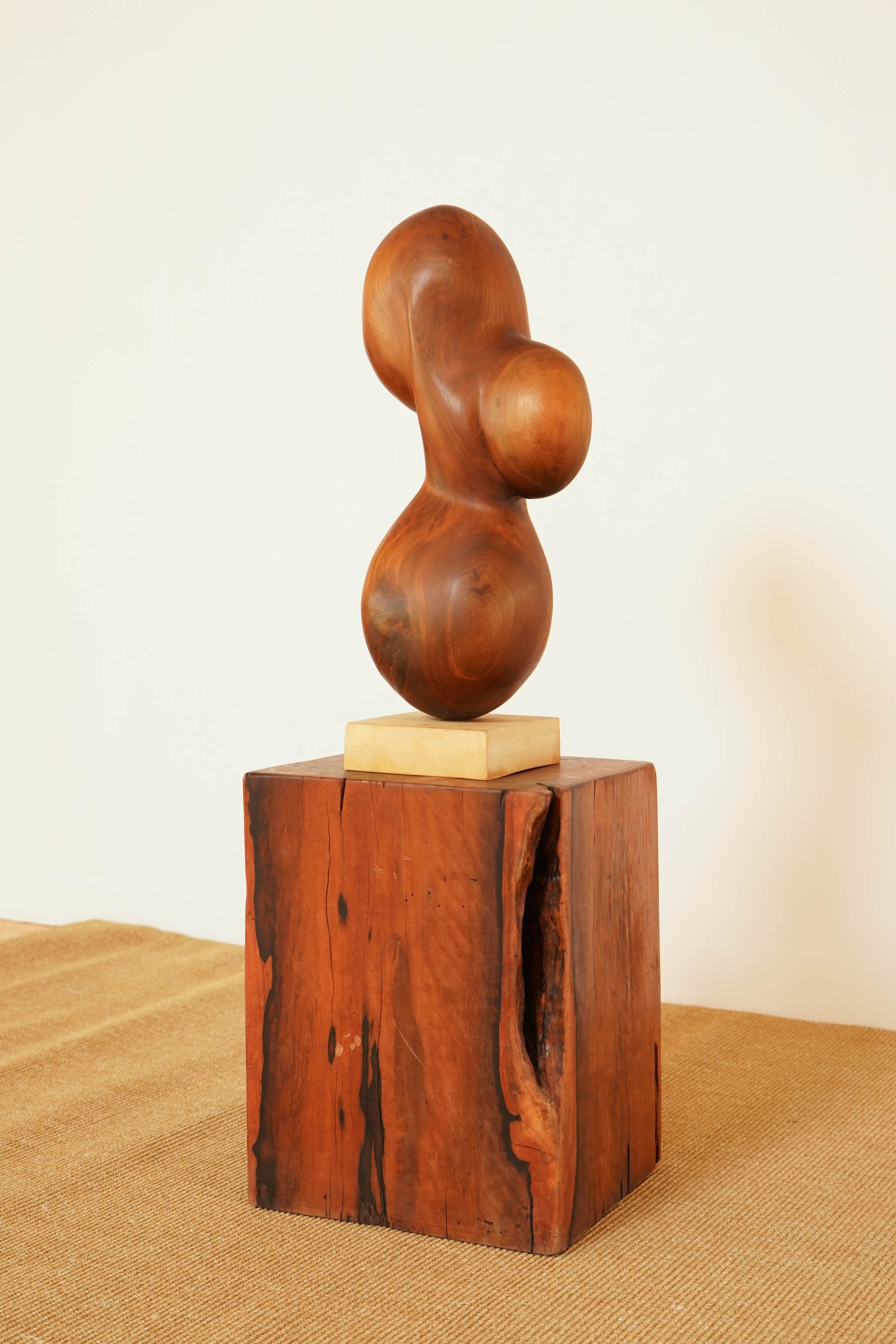 Mid Century Modern Abstract Figurative Wood Carving Floor Sculpture