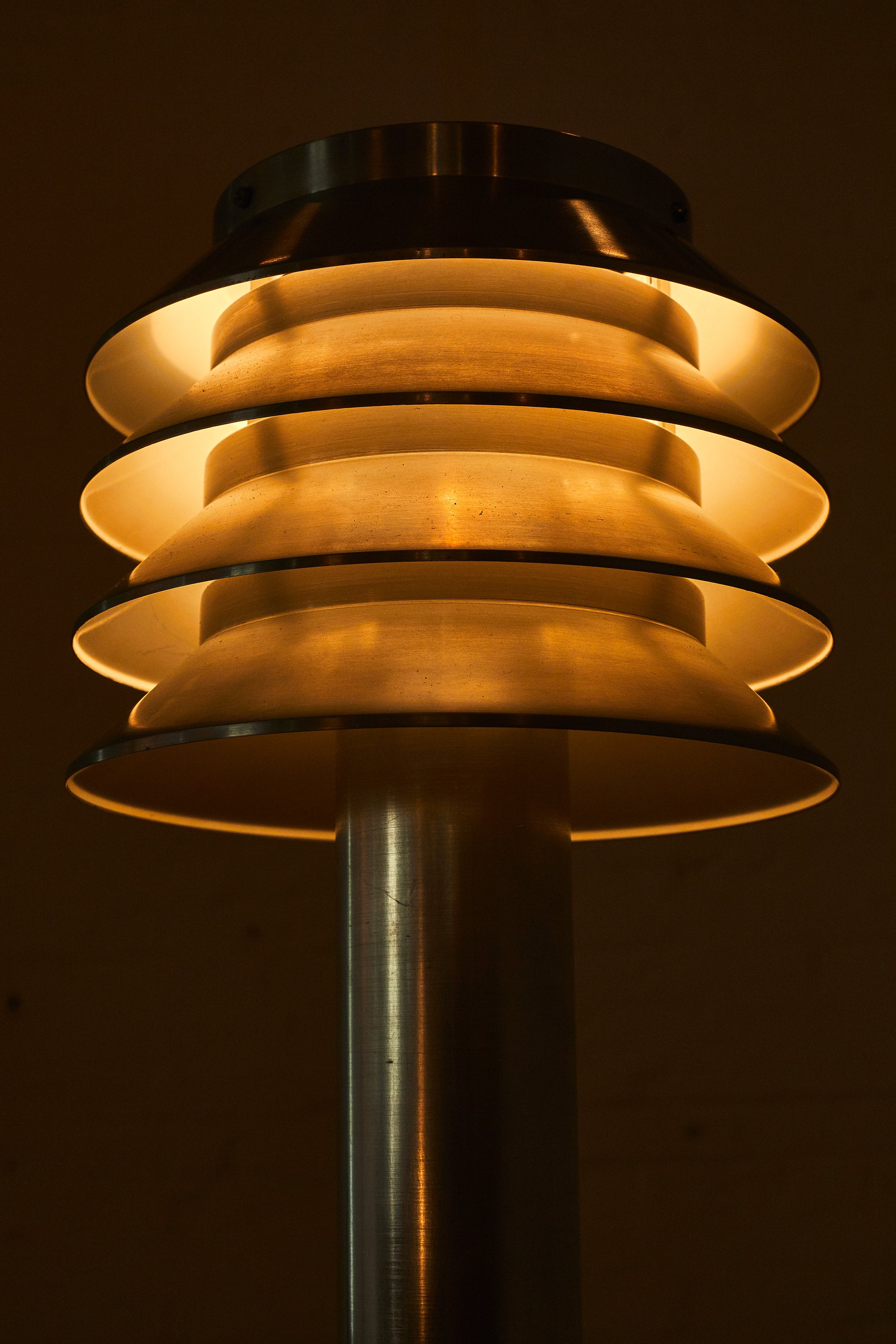 Large Aluminum Disc Table Lamp Attr to Hans Agne Jakobsson